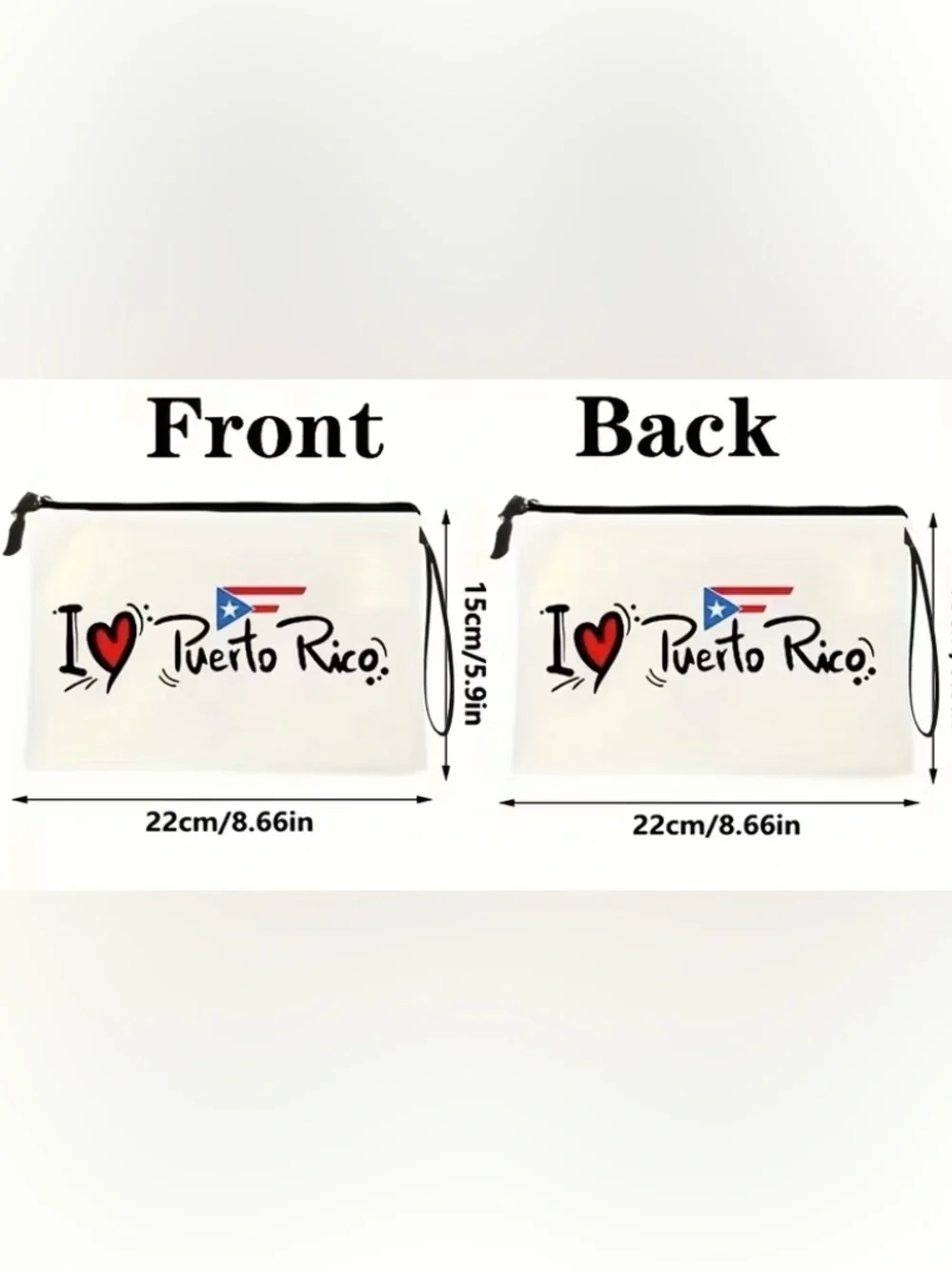 I ♥ Puerto Rico White Zip Pouch
